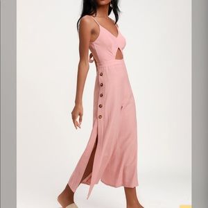 Mauve Pink Tie-Back Cutout Culotte Jumpsuit